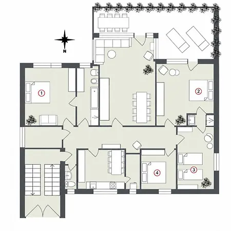 5-zimmer-appartement In Historischer Privatvilla, Zentrum, Kostenloser Parkplatz *